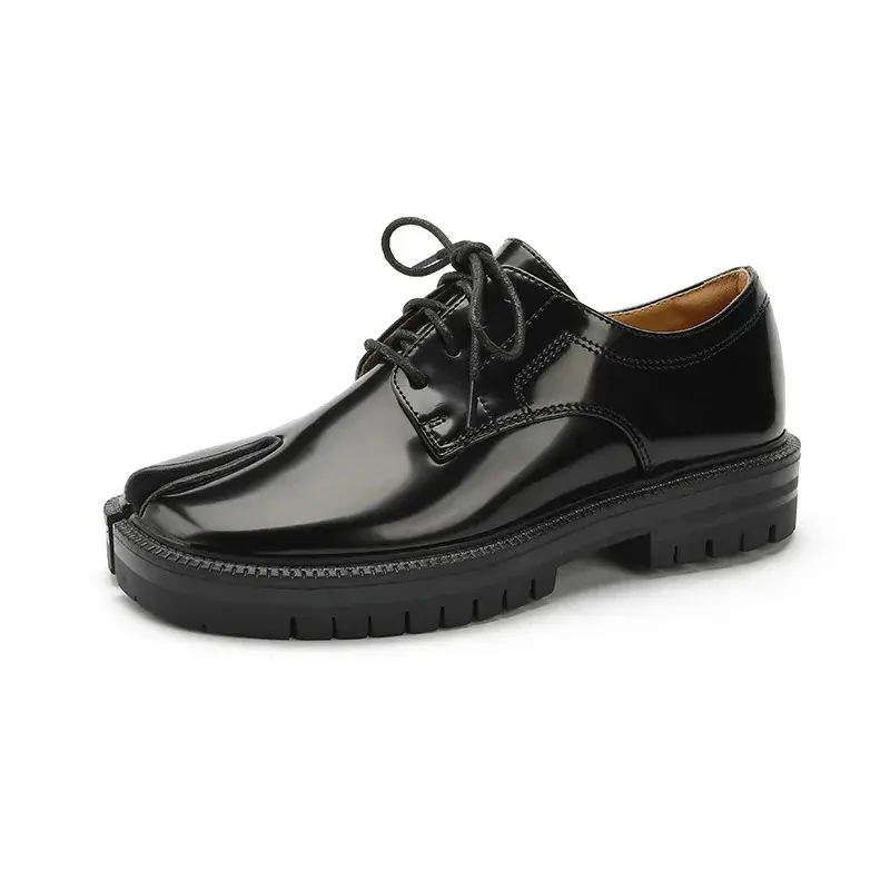 couples' classic tabi leather loafers unisex split toe leather flat shoes for women and men
