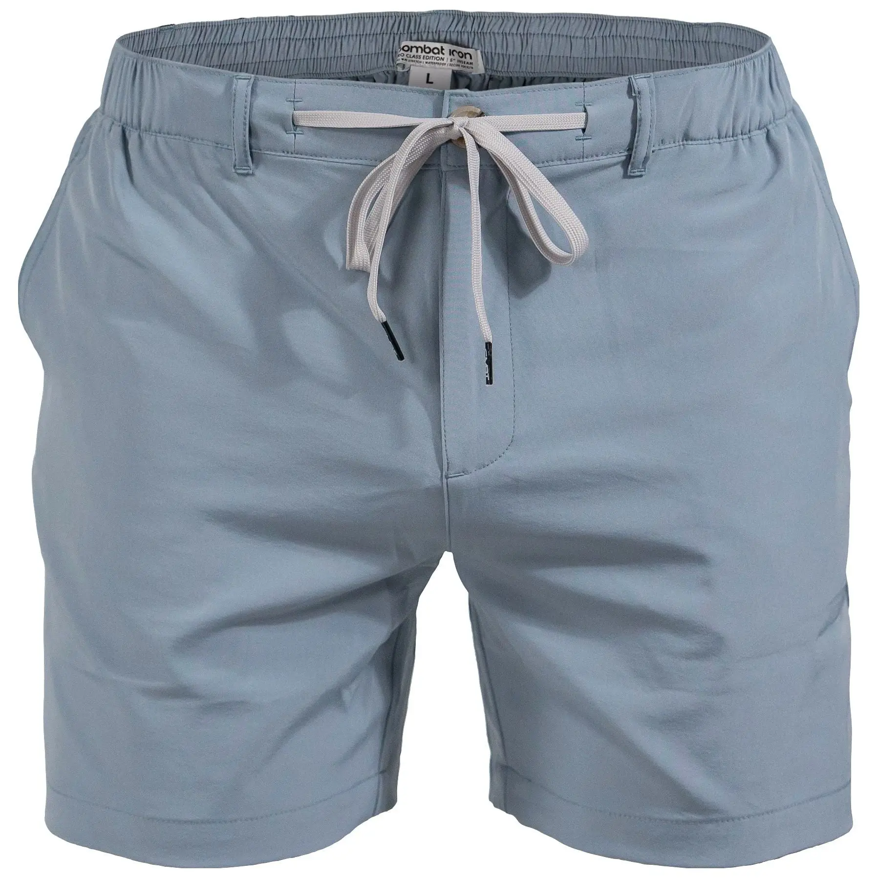 HydroFlex Men's 6" Above Knee Sporty Chic Casual Shorts - Polyester Spandex Menswear Bottoms with Elastic Waistband, 4-Way Stretch, Water Repellent, Dual Strings, Pockets, Ultra-Flex Fabric, Active Sports, Modern Cut, Above the Knee
