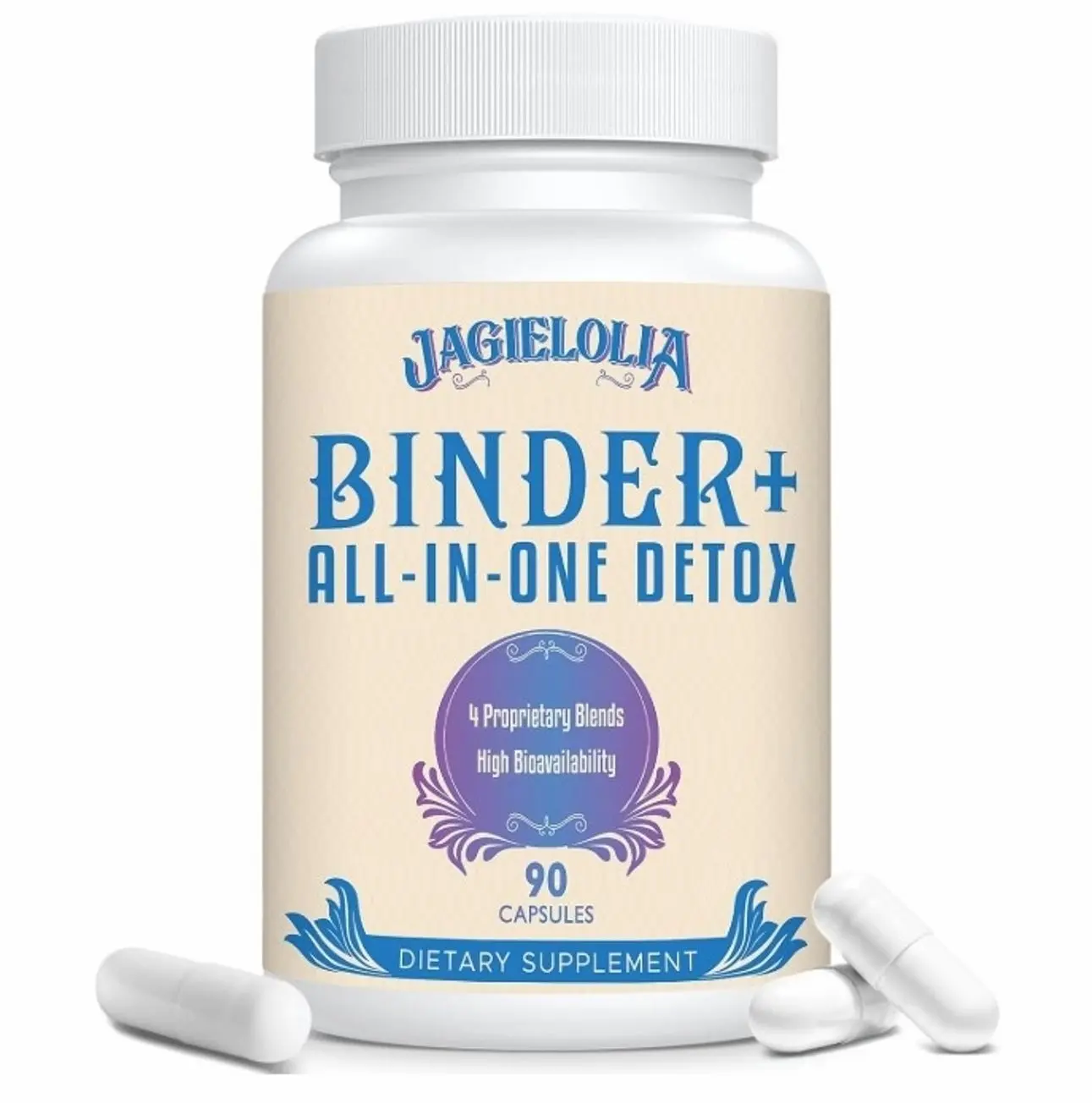 All-in-One Detox Binder Supplement 1500 MG - High Bioavailability, Liver Gut Detox Cleanse with Activated Charcoal, Zeolite & Bentonite Clay for Toxins, Liver, Digestive, 90 Vegan Capsules