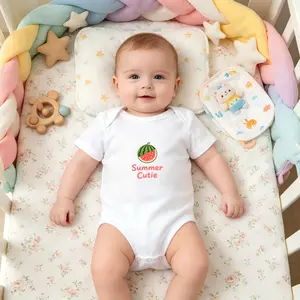 Baby Girl Short Sleeve Romper Pure Cotton Easy Snap Closure Watermelon Summer Cutie Graphic Jumpsuit Cute Infant Clothes for Holiday Beach