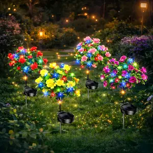 EVEDIOR 4-Pack Solar Lights for Mothers Waterproof Azalea Flower Outdoor Garden Decorations Independence Day Solar-Powered Easy Install