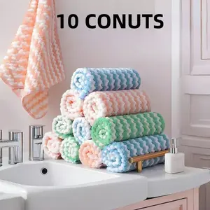 10 Counts Microfiber Cleaning Cloth, Super Soft Absorbent Dish Towels Rags Cloths for Washing Dishes and Kitchen Drying Cleaning House Keeping,Reusable and washable,Random Color