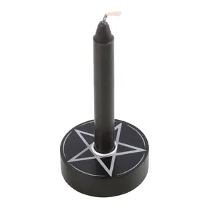 Black and White Pentagram Spell Candle Holder for Witchcraft