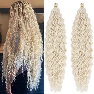 Deep Ocean Wave Wavy Braiding Hair Blonde Curly Ocean Deep Wave Crochet Hair 613 Boho Hair for Braiding 24 inch 2 Packs Boho Curls Braids Extensions
