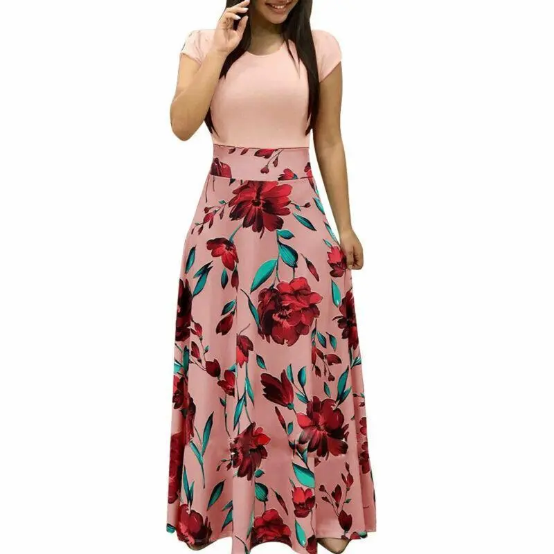 Women's Dress Summer Women's Summer Floral Long Dress Printed Bohemian Style Dress Short Sleeve Party Slim Fit Long Beach Vacation Dress Elegant Prom Dress Women's Dress Summer Women's Summer Floral Long Dress Printed Bohemian Style Dress Short Sleeve Party Slim Fit Long Beach Vacation Dress Elegant Prom Dress