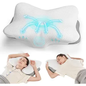 Ergonomic Cervical Pillow for Neck and Shoulder Pain Relief - Memory Foam Contour Pillow with Dual Heights, Cooling Breathable Pillowcase, Orthopedic Support for Side, Back, Stomach Sleeper