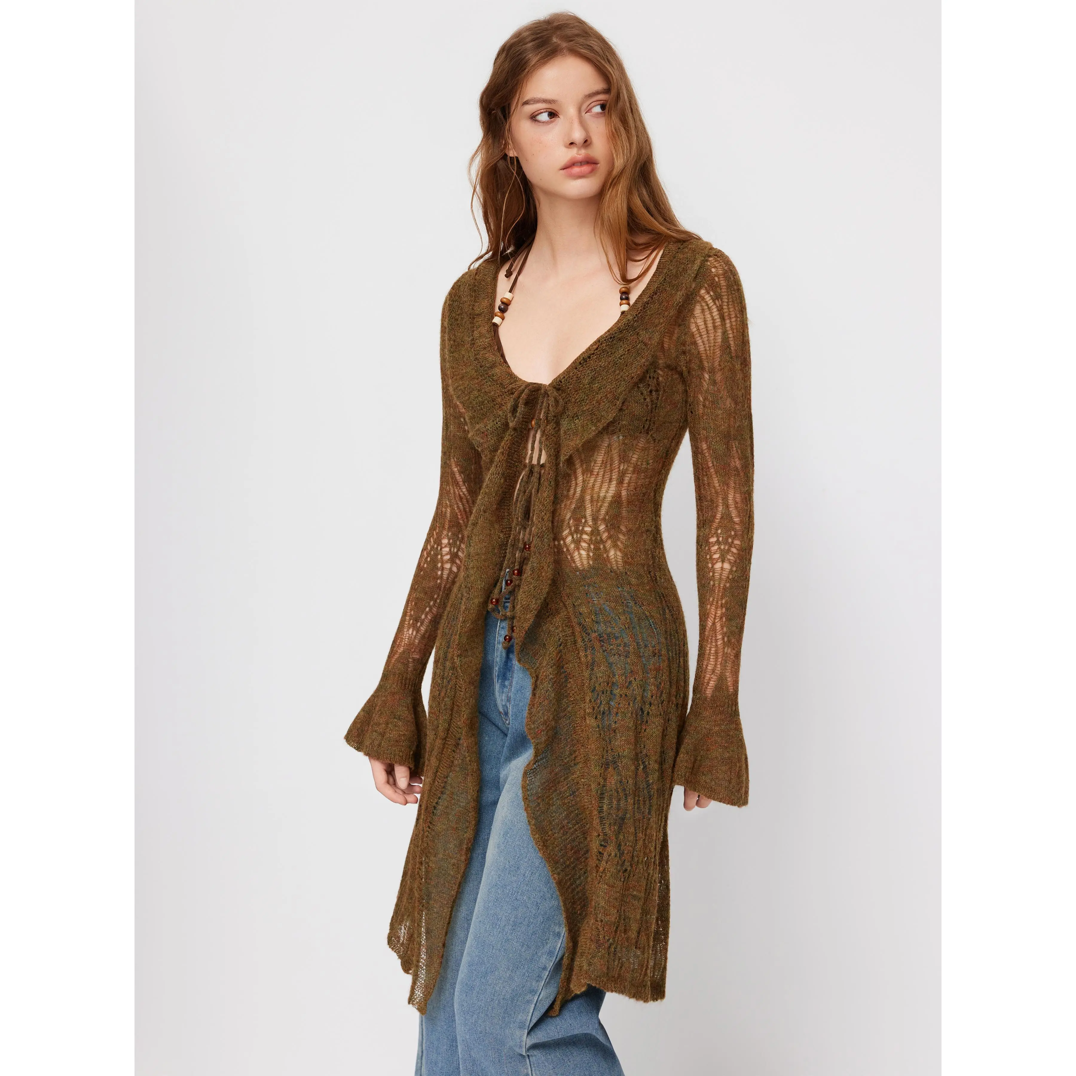 knit dress nude Zarai Long Sleeve Maxi Dress