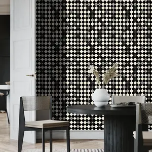Black & White Diamond Geometric Peel and Stick Wallpaper - Modern Minimalist Waterproof Vinyl | Easy Peel & Stick Contact Paper for Living Room, Bedroom Wall Renovation & Home Decor