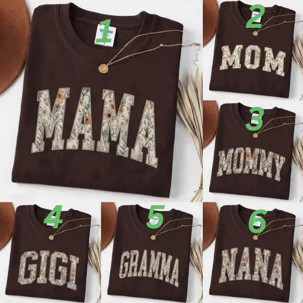 Custom Mama T-Shirt - Dark Chocolate Colors, Mothers Day Gift, Personalized Grandma T-Shirt, Grammy Mimi Nonny Mommy Honey T-Shirt, Gift For Mother...