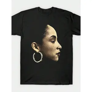 Sade Soul Shad Face Pattern T-Shirt Men's 100% Cotton Round Neck Short Sleeve Casual Outdoor Top Stretch Fabric Set