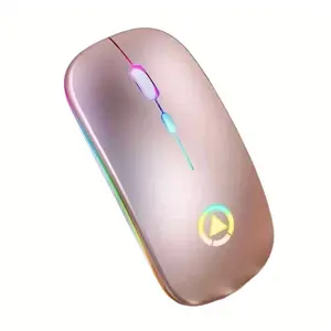 Wireless Silent Mouse Lightweight Ultra-Thin Portable Design, 2.4g High-Speed Transmission RGB Custom Light Effect Gaming Office Dual Mode Universal