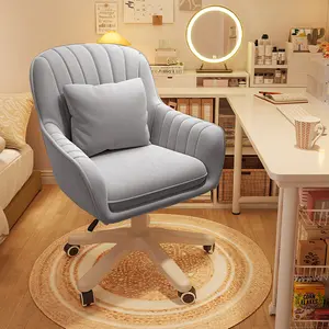 【Black Friday】 Makeup Chairs Home Office Chair Computer Chair with Mid-Back Upholstered Modern Tufted Computer Task Chair Swivel Height Adjustable Velvet Accent Chair