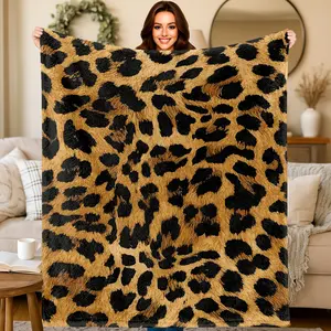 Classic Leopard Print Soft Flannel Blanket - Warm Fuzzy Plush Throw, Ideal Birthday Christmas Gift for Women, Perfect for Bedroom Sofa Home Decor
