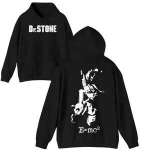 Dr. Stone Senku Ishigami T-shirt, Hoodie & Sweater – Front Print Dr. STONE Logo & Back Print Senku E=mc² Black & White Manga Graphic | Unisex Sizes S–5XL Anime Streetwear Gift for Anime Fan & Manga Lover