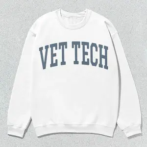 Vet Tech Sweatshirt Veterinary Technician Collegiate Crewneck Sweater Unisex Grey