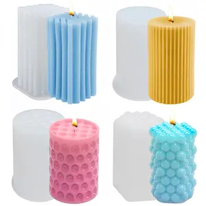 4 Piece Creative Candle Silicone Molds, 3D Cylinder Bubble Candles, Handmade Soap Molds, Aromatherapy Candle Molds, Home Decor Craft Supplies