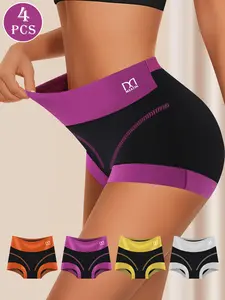 QUASTI High Waisted Boxer underwear For Girls, Cotton Skin Friendly & Breathable Boxer Underwear Lifted Buttocks & Abdomen Underwear Exquisite Color Collision Design Fashionable & Versatile Back To School Gifts For Girls