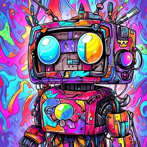 5D DIY Full Drill Round Diamond Painting - Diamond Painting Kit Diamond Art Tools Colorful Robot Mosaic Canvas DIY Wall Art, Home Wall Decoration