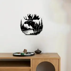 Moose Design Wall Art, Rustic Artistic Metal Wall Decor, Wall Art Decor for Home Living Room Bedroom Garden, Home Decor