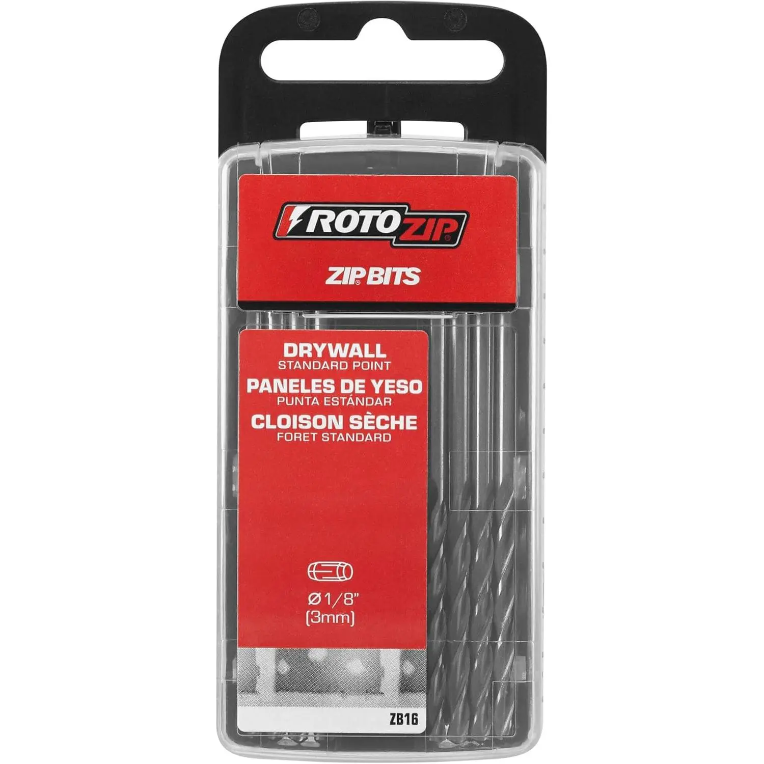 ZB16 1/8-Inch Standard Point Drywall Cutting Zip Bit, 16-Pack