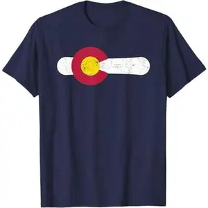 Colorado Flag Snowboard Powder Snow Ski Aspen Snowboarding T-Shirt