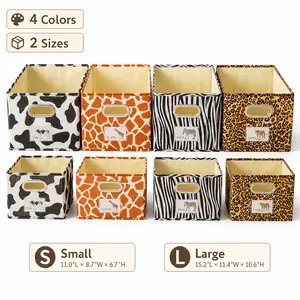 Animal Print Storage Box, Stylish Room Decor Organizer Bin, Sturdy Large-Capacity Foldable Fabric Storage Cube for Closet, Bedroom, Dorm, Shelves, and Apartment Organization