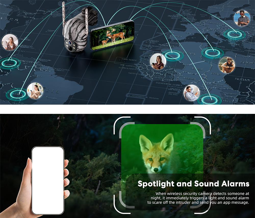 No WiFi Solar Camera 4G LTE Cellular Solar 4MP/3K Security Camera, No WiFi Required, Solar Cell Battary Powered Outdoor Camera, 360° View, AI Tracking,  Color Night Vision,  Built-in 4G SIM Card and SD Card