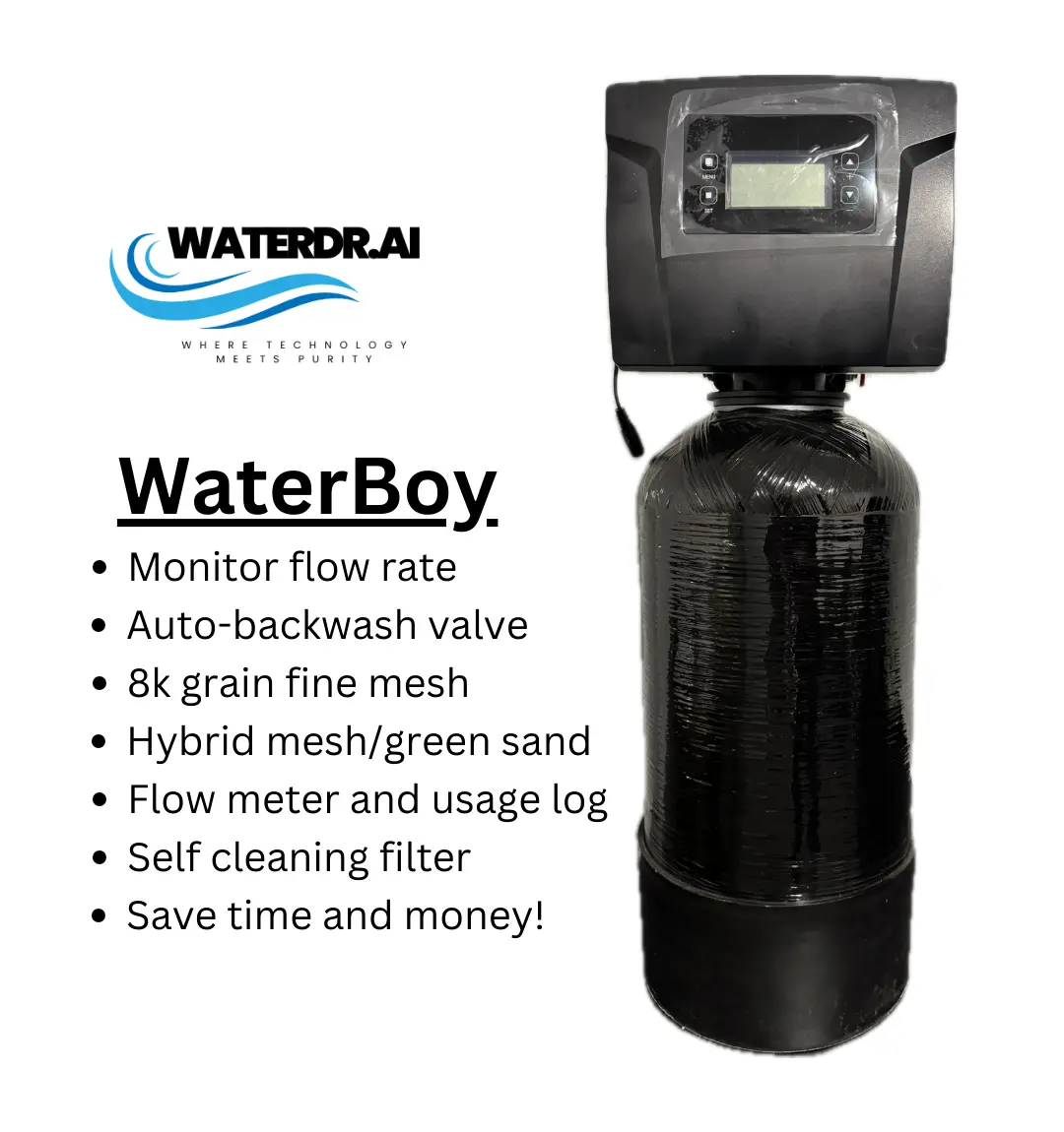 WaterDr.ai WaterBoy 8,000 Grain Fine Mesh Water Softener
