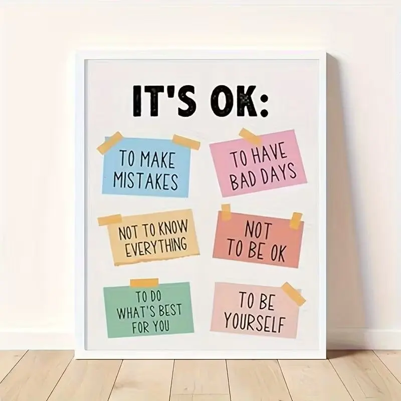 posterrr Positive Affirmations Wall Art Print It'S Ok Not to Be Ok Artwork Sign for Classroom Playroom Homeschool Decor