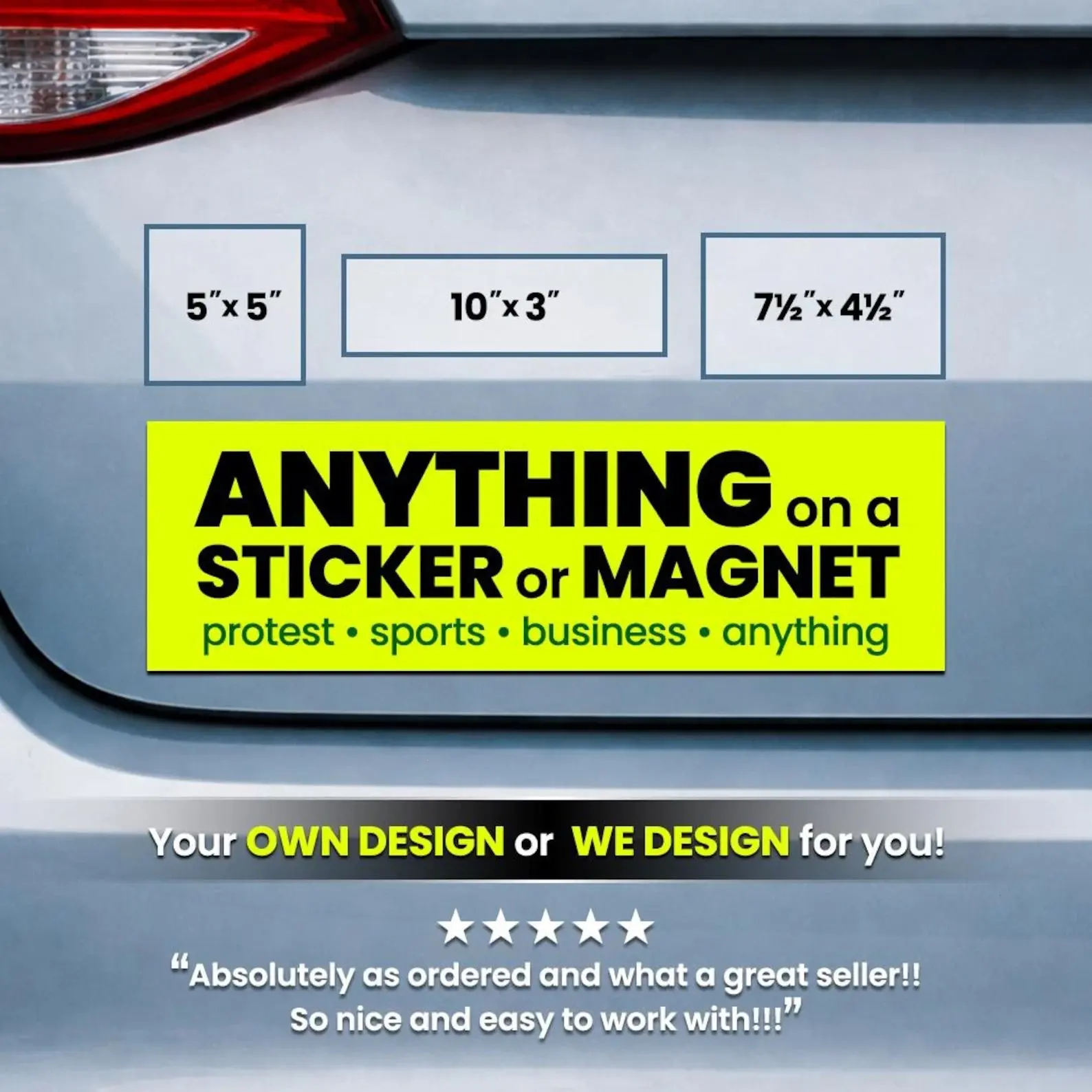 Custom Car Magnet With Your Text Logo or Photo, Personalized Vehicle Bumper Magnet for Business Sports Events and Funny Messages
