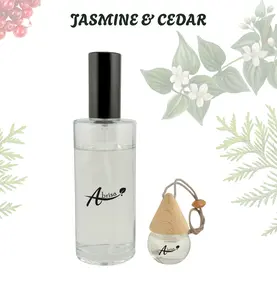 Jasmine & Cedar - On the Go Aromatherapy Bundle with Home Spray & Car Air Freshener for Calm & Clarity