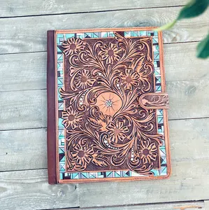 Park Hill Hand Tooled Leather Notebook Portfolio