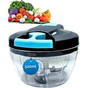 Manual Food Chopper 520ml Vegetable Cutter, BPA Free Food Safe Material, Easy Hand Pull String Vegetable Chopper Stainless Utensils Fruit Kitchen