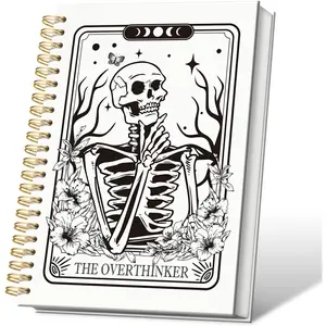 Funny Dark Humor Skeleton Notebook, The overthinker Tarot Gothic Notebook Journal for Writing 5.5x8.3