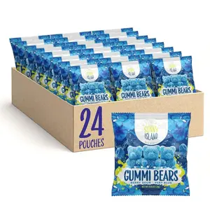 Sour Bears Gummy Candy | 24 Packs | Blue Candy | Raspberry Jelly Bears for Lunchbox Snacks, Goodie Bags & Baby Boy Shower Favors | Gelatin Free Sour Gummies