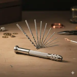 Mini Aluminum Hand Drill Set, Keyless Chuck Portable Manual Drill, Precision Micro Hand Drill Tool Kit, Multi-function Mini Drill with Twist Bits, DIY Model Making Equipment, Jewelry Woodworking Micro Drilling Tools, Student Craft Kit