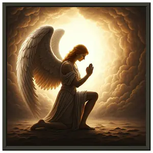 Angel Praying - Classic Semi-Glossy Paper Metal Framed Poster 30x30 cm / 12x12″
