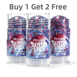 【Buy 1 Get 2 Free】Red White and Blue Face Body Glitter Stick with Star Sequins,4th of July Accessories Outfits for Women,Fourth of July Patriotic 250th Anniversary Glitter Stick,Softball Baseball Glitter Makeup
