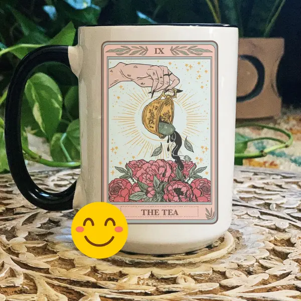 The Tea Tarot Card accent Mug, Spill the tea mug, Occult tarot card tea mug, The tea Tarot mug, witchy tea mug, witchy tarot card mug