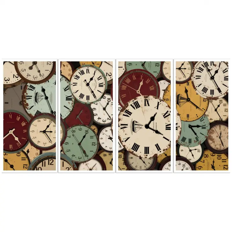 4 Sheets Vintage Clocks Background Rub on Transfer Stickers for Furniture 12x6inch Retro Clock Overlay Transfer Decals Boats UV Self-Adhesive Stickers for Bedroom Living Room Table Decor