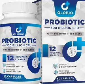 300 Billion CFU Probiotic, 12 Strains with 3 Organic Prebiotics, Probiotics for Women and Men, Daily Supplement for Digestive, Immune, Gut & Bloating Health, Shelf Stable, Vegan, 60 Counts