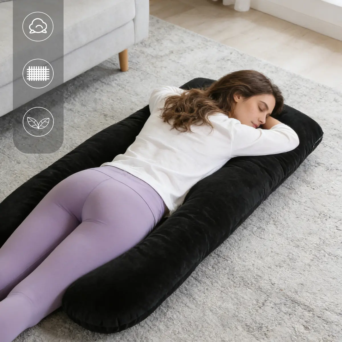 Pregnancy Pillow for Lumbar Support, Side Sleeping Pillow, Full Body Support Belly Pillow, Multifunctional Sleep Aid for Pregnancy
