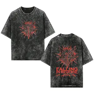 [EOVCAU]Vintage Falling in Reverse Thorns band acid wash T-shirt, Country Music Shirt,Summer Music Festival Tee,t-shirt for rock music lovers,classic band t-shirt, comfortable cotton materialWashed Oversized T-Shirt, Retro , Top Men's and Women's Clothing