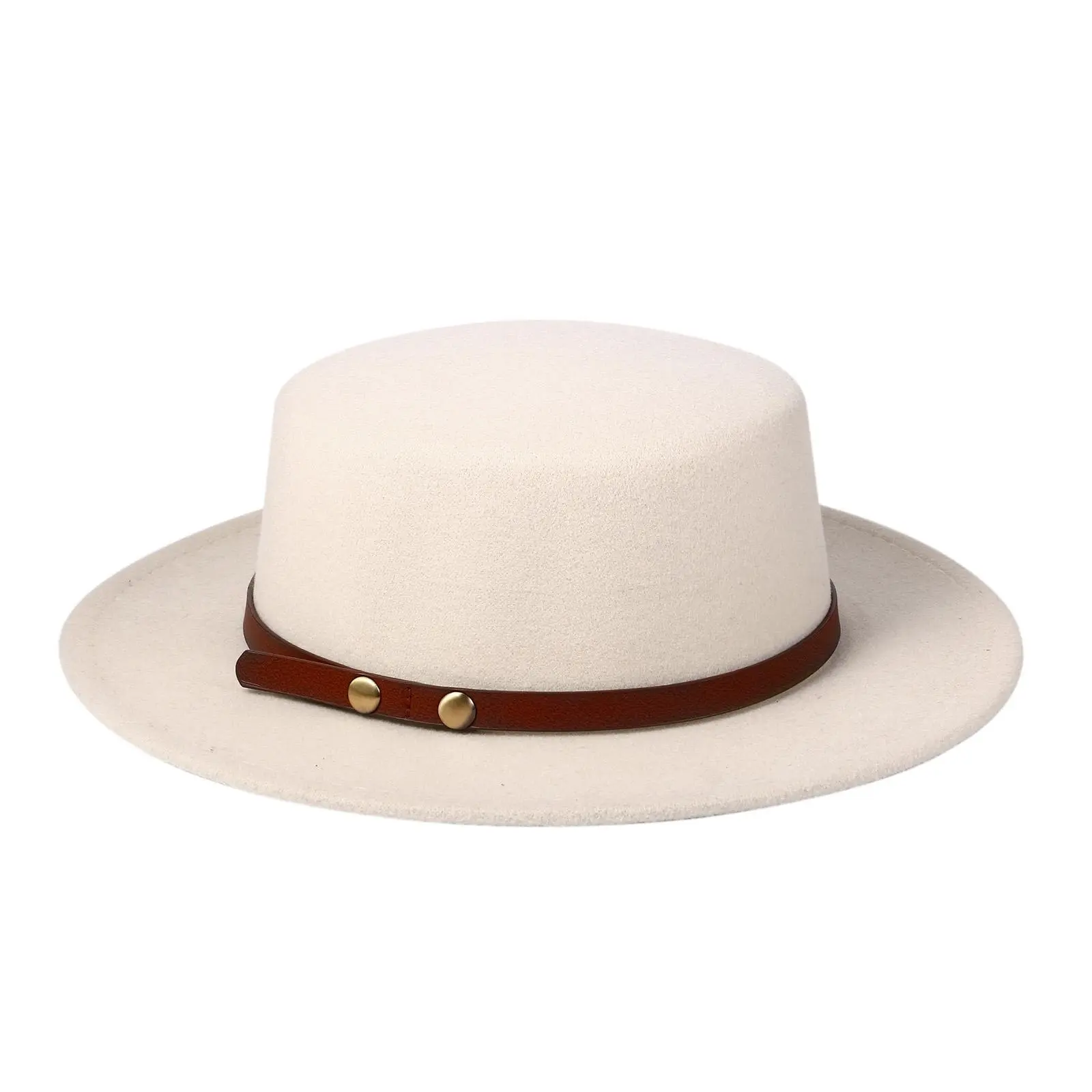 OIDEA Classic Pork Pie Fashion Hat - Unisex Breathable Cotton Sun Hat, Structured Flat Crown, Wide Brim, Belt Accent, Fitted Adjustable, Neutral Tones, for Outdoor, Wedding, Casual Trendy Wear, All Seasons Sun Protection