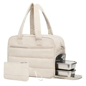 Garvee 3-in-1 Work Lunch Bag for Women: Large Padded Thermal Bag 17.3 Inches with Laptop Compartment, Detachable Portfolio, and Strap for Office, School, Travel