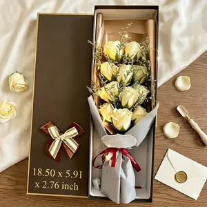 Romantic Valentine's Day Gifts for Women Wife Girlfriend - Forever Rose Soap Flower Bouquet with Lights, Perfect Birthday Anniversary Surprise Present for Her Mom Best Friend
