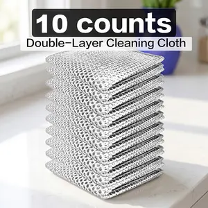 10 Counts Non-Scratch Wire Dishcloth, Multipurpose Wire Dishwashing Rags for Wet and Dry,CleaningDishTowels for KitchenSinks,Pots,Pans Synthetic Pack