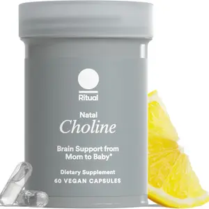Choline Supplement 550 mg for Pregnancy and Postpartum Support Baby Cognitive Function and Breastfeeding Nutritional Support Vegan Citrus 60 Capsules