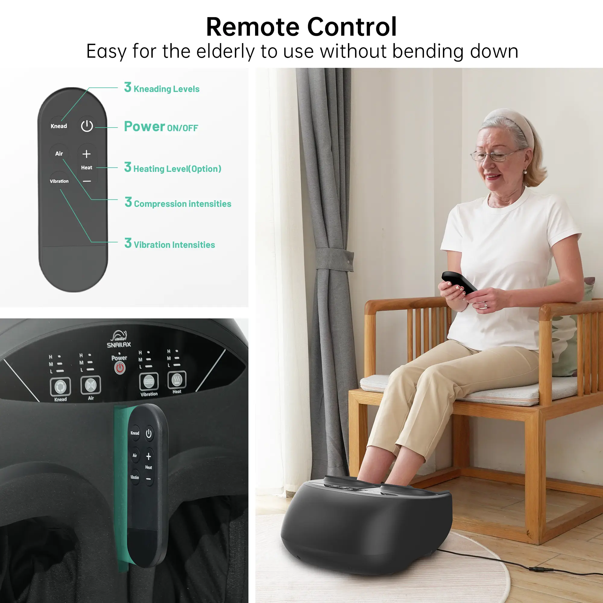 Snailax Foot Massager with Heat, Remote Control, Shiatsu Heated Foot  Massager Machine with Deep Kneading, Rolling, Compression, Vibration  Therapy Device Adjustable - TikTok Shop