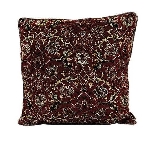 Dark Red Beaded Pillow Dark Red Beaded Pillow